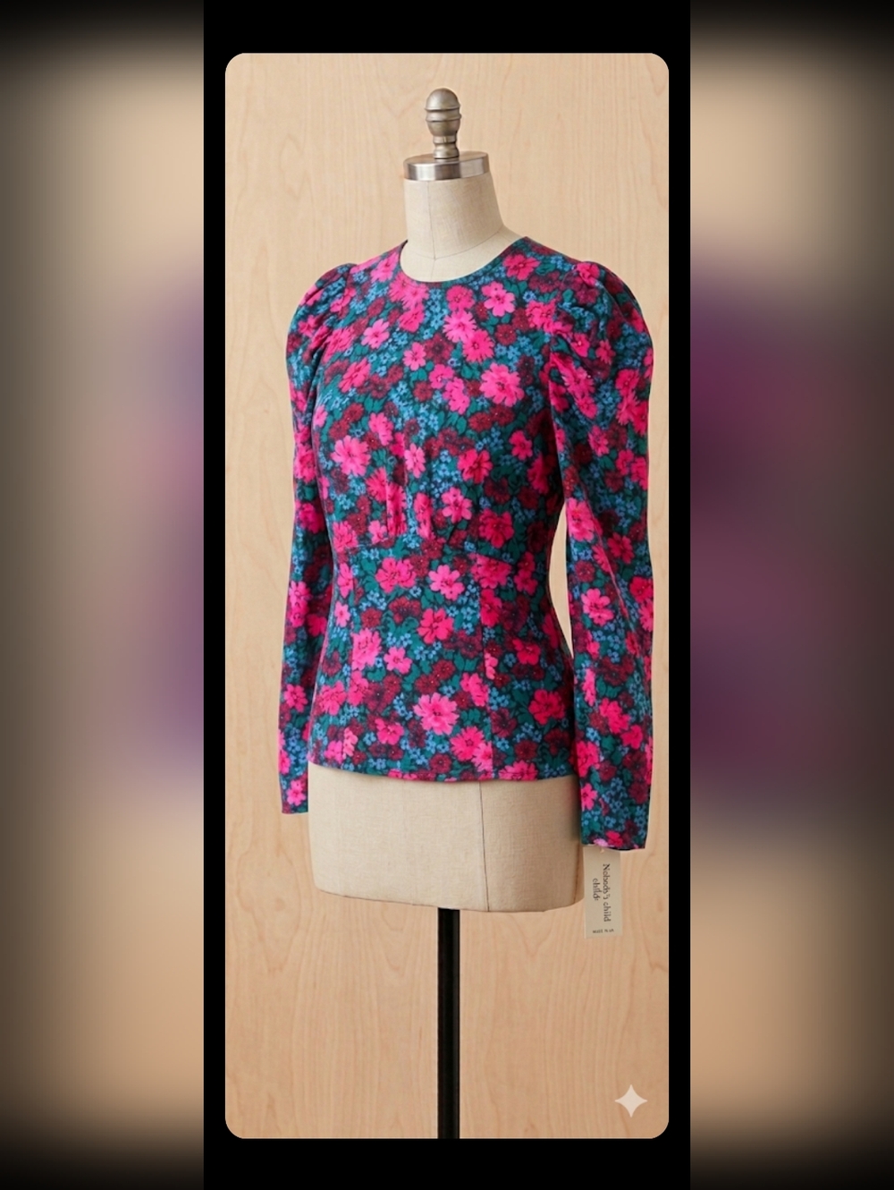 Nobodys Child Floral Long Sleeve Blouse in Pink and Blue